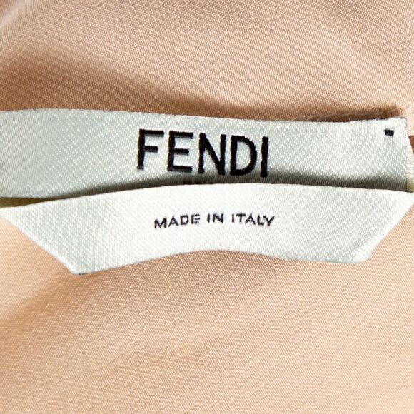 Fendi Cream Silk Scalloped Long Sleeve Blouse S